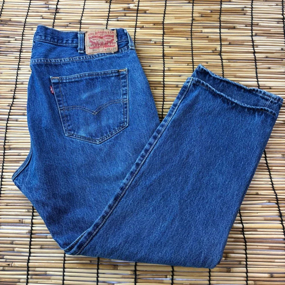 Levis 501 Original Fit Mens Jeans Blue Denim Straight Leg W38 L29 00501-0194